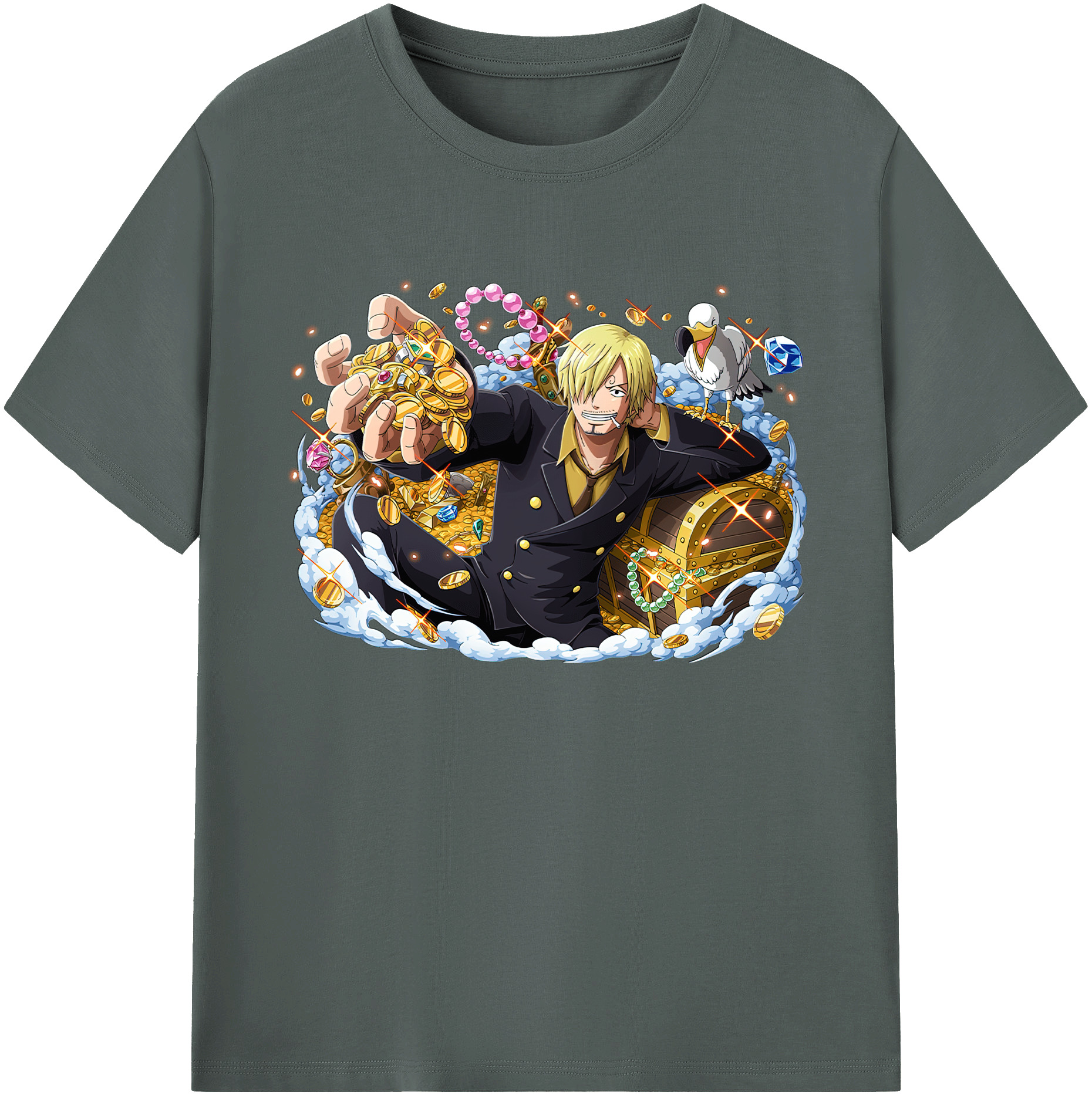（画像用） ワンピース サンジ ONE PIECE Sanji 綿100％ メンズ半袖Tシャツ｜肌触りやわらか＆通気性